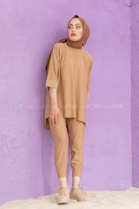 Modalamelif Düşük Kol İkili Takım Camel