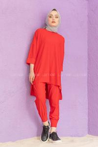 Modalamelif Düşük Kol İkili Takım Kırmızı