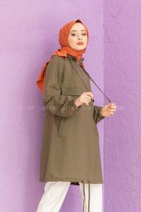 Modalamelif Kanguru Cepli Tunik Haki