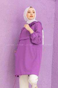 Modalamelif Kanguru Cepli Tunik Mor