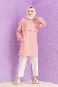 Modalamelif Kanguru Cepli Tunik Pudra