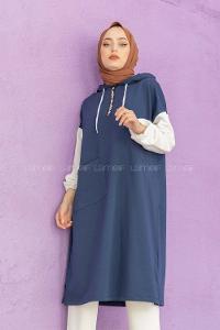 Modalamelif Love Fermuar Baskılı Tunik İndigo