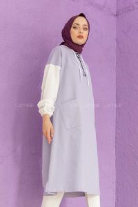 Modalamelif Love Fermuar Baskılı Tunik Lila