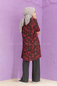 Modalamelif Papatya Desen İkili Takım  Bordo