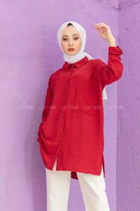 Modalamelif Yırtmaçlı Efil Gömlek Bordo