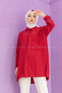 Modalamelif Yırtmaçlı Efil Gömlek Bordo