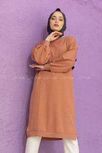 Modalamelif Balon Kol Düz Renk Sweat Gül