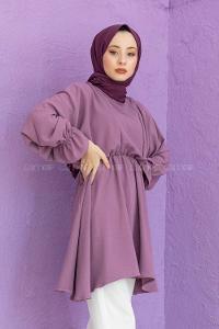Modalamelif Balon Kol Ayrobin Tunik Mor