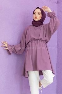 Modalamelif Balon Kol Ayrobin Tunik Mor