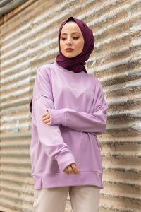 Modalamelif Lila Marigunta Baskılı Sweat Tunik