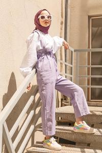 Modalamelif Bel Lastikli Slopet  Lila