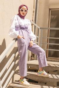 Modalamelif Bel Lastikli Slopet  Lila