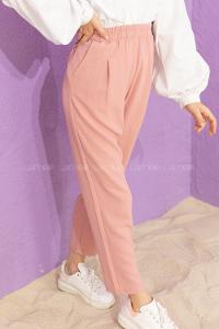 Modalamelif Beli Lastikli Pantolon Pudra