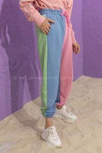 Modalamelif Blok Renkli Eşortman Pembe