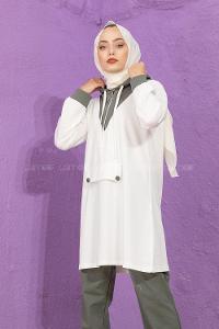 Modalamelif Kanguru Cepli Garnili İkili Takım Haki