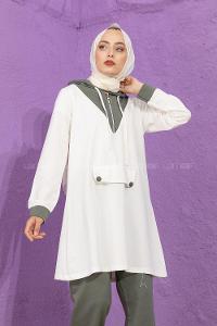 Modalamelif Kanguru Cepli Garnili İkili Takım Haki