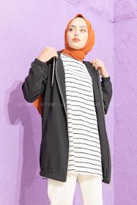 Modalamelif Kol Baskılı Yazlık Hırka Siyah