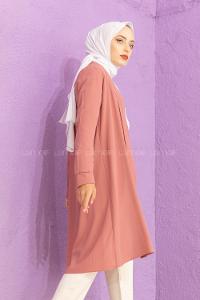 Modalamelif Kol Katlı Krep Uzun Hırka Pudra