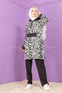 Modalamelif Soyut Desenli İkili Takım Siyah