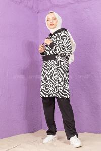 Modalamelif Soyut Desenli İkili Takım Siyah