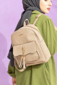 Modalamelif Dokulu Sırt Çantası Bej