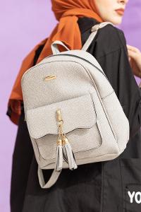 Modalamelif Dokulu Sırt Çantası Gri