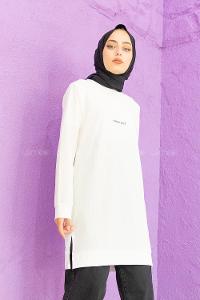 Modalamelif Yırtmaçlı Fabulous Kaşkorse Tunik Beyaz