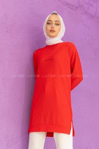 Modalamelif Yırtmaçlı Fabulous Kaşkorse Tunik Kırmızı