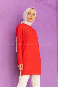 Modalamelif Yırtmaçlı Fabulous Kaşkorse Tunik Kırmızı