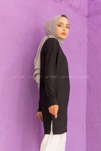 Modalamelif Yırtmaçlı Fabulous Kaşkorse Tunik Siyah