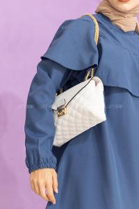 Modalamelif Zincir Askılı Dikişli Çapraz Çanta Beyaz