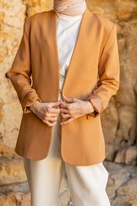 Modalamelif Çift Ceplli Blazer Ceket Camel