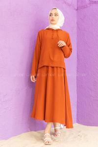 Modalamelif Kapşonlu Etekli Takım Kiremit