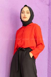 Modalamelif Ponpon Gömlek Kırmızı