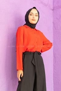 Modalamelif Ponpon Gömlek Kırmızı