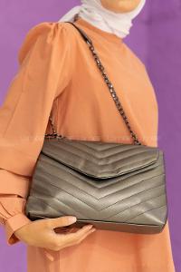 Modalamelif Dikişli Çapraz Çanta Gümüş