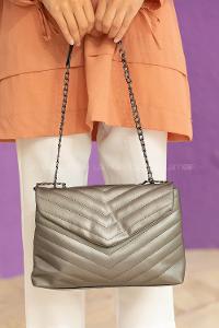 Modalamelif Dikişli Çapraz Çanta Gümüş