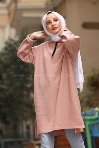 Modalamelif Düz Tesettür Model Spor Tunik Pudra