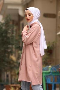 Modalamelif Düz Tesettür Model Spor Tunik Pudra