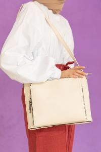 Modalamelif Satchel Çapraz Çanta Krem