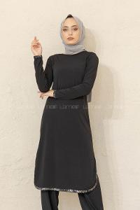 Modalamelif Yırtmaçlı Sandy İkili Takım Siyah