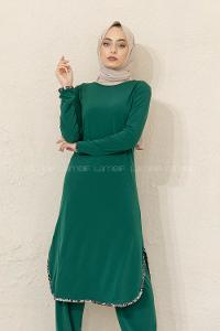 Modalamelif Yırtmaçlı Sandy İkili Takım Yeşil