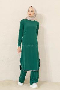 Modalamelif Yırtmaçlı Sandy İkili Takım Yeşil