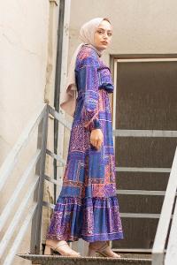 Modalamelif Batik Desen  Elbise Mavi