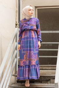 Modalamelif Batik Desen  Elbise Mavi