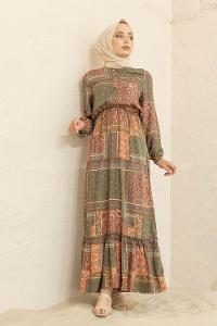 Modalamelif Batik Desen  Elbise Yeşil