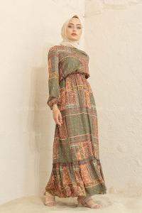 Modalamelif Batik Desen  Elbise Yeşil