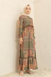 Modalamelif Batik Desen  Elbise Yeşil