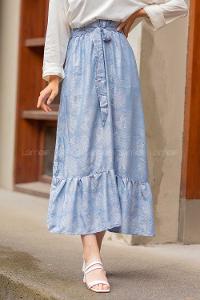 Modalamelif Beli Lastikli Fırfırlı Etek Açık Mavi