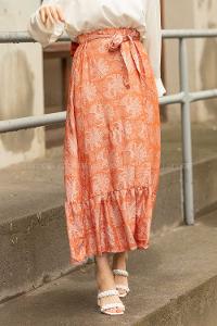 Modalamelif Beli Lastikli Fırfırlı Etek Kiremit